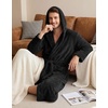 image:imagePrinStory Mens Hooded Robe Plush Fleece Robes Soft Long BathrobeBlack