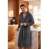 image:imagePrinStory Mens Hooded Robe Plush Fleece Robes Soft Long BathrobeDark Gray