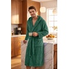 image:imagePrinStory Mens Hooded Robe Plush Fleece Robes Soft Long BathrobeGreen