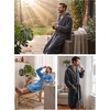 image:imagePrinStory Mens Hooded Robe Plush Fleece Robes Soft Long BathrobeGreen