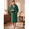 image:imagePrinStory Mens Hooded Robe Plush Fleece Robes Soft Long BathrobeGreen