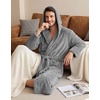 image:imagePrinStory Mens Hooded Robe Plush Fleece Robes Soft Long BathrobeGrey