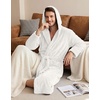 image:imagePrinStory Mens Hooded Robe Plush Fleece Robes Soft Long BathrobeWhite