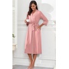 image:imagePrinStory Robes for Women 34 Sleeve Long Bath Robe XS4XLFlesh Pink