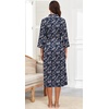 image:imagePrinStory Robes for Women 34 Sleeve Long Bath Robe XS4XLFpblue Cashew Flower