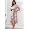 image:imagePrinStory Robes for Women 34 Sleeve Long Bath Robe XS4XLFpnude Pink Flower