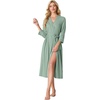 image:imagePrinStory Robes for Women 34 Sleeve Long Bath Robe XS4XLGray Green