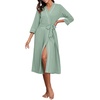image:imagePrinStory Robes for Women 34 Sleeve Long Bath Robe XS4XLGray Green