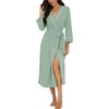 image:imagePrinStory Robes for Women 34 Sleeve Long Bath Robe XS4XLGray Green