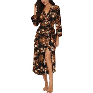image:imagePrinStory Robes for Women 34 Sleeve Long Bath Robe XS4XLFpgardenia Flower