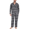 image:imagePrinStory Mens Pajamas Set Long Sleeve Button Down Sleepwear Pjs S2XLDark Charcoal Beige Plaid