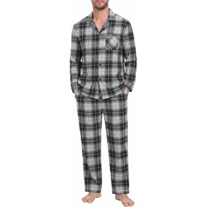 image:imagePrinStory Mens Pajamas Set Long Sleeve Button Down Sleepwear Pjs S2XLBlack White Gradient Plaid