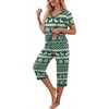 image:imagePrinStory Womens Pajama Sets Capri Pjs Soft Lounge Sets S4XLFpbeige Green Elk