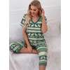 image:imagePrinStory Womens Pajama Sets Capri Pjs Soft Lounge Sets S4XLFpbeige Green Elk