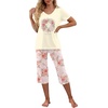 image:imagePrinStory Womens Pajama Sets Capri Pjs Soft Lounge Sets S4XLFpbeige Retro Rose