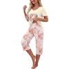 image:imagePrinStory Womens Pajama Sets Capri Pjs Soft Lounge Sets S4XLFpbeige Retro Rose