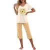 image:imagePrinStory Womens Pajama Sets Capri Pjs Soft Lounge Sets S4XLFpbeige Sunflower