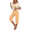 image:imagePrinStory Womens Pajama Sets Capri Pjs Soft Lounge Sets S4XLFpbeige Sunflower