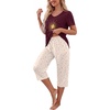 image:imagePrinStory Womens Pajama Sets Capri Pjs Soft Lounge Sets S4XLFpburgundy Stars
