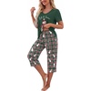 image:imagePrinStory Womens Pajama Sets Capri Pjs Soft Lounge Sets S4XLFpdark Green Snowman