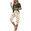 image:imagePrinStory Womens Pajama Sets Capri Pjs Soft Lounge Sets S4XLFpdark Green Tree