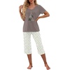image:imagePrinStory Womens Pajama Sets Capri Pjs Soft Lounge Sets S4XLFpgray Geo Pine Tree