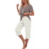 image:imagePrinStory Womens Pajama Sets Capri Pjs Soft Lounge Sets S4XLFpgray Geo Pine Tree