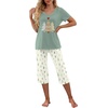 image:imagePrinStory Womens Pajama Sets Capri Pjs Soft Lounge Sets S4XLFpgreen Heart Pine