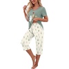 image:imagePrinStory Womens Pajama Sets Capri Pjs Soft Lounge Sets S4XLFpgreen Heart Pine