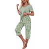 image:imagePrinStory Womens Pajama Sets Capri Pjs Soft Lounge Sets S4XLFplight Green Clover