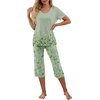 image:imagePrinStory Womens Pajama Sets Capri Pjs Soft Lounge Sets S4XLFplight Green Clover