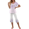image:imagePrinStory Womens Pajama Sets Capri Pjs Soft Lounge Sets S4XLFplight Pl Wisteria