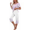 image:imagePrinStory Womens Pajama Sets Capri Pjs Soft Lounge Sets S4XLFplight Pl Wisteria