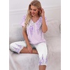 image:imagePrinStory Womens Pajama Sets Capri Pjs Soft Lounge Sets S4XLFplight Pl Wisteria