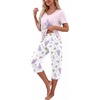 image:imagePrinStory Womens Pajama Sets Capri Pjs Soft Lounge Sets S4XLFplight Purple Lilac