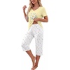 image:imagePrinStory Womens Pajama Sets Capri Pjs Soft Lounge Sets S4XLFplight Yellow Daisy