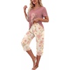 image:imagePrinStory Womens Pajama Sets Capri Pjs Soft Lounge Sets S4XLFppink Chrysanthemum