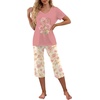 image:imagePrinStory Womens Pajama Sets Capri Pjs Soft Lounge Sets S4XLFppink Chrysanthemum