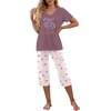 image:imagePrinStory Womens Pajama Sets Capri Pjs Soft Lounge Sets S4XLFppurple Lilac Flower