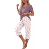 image:imagePrinStory Womens Pajama Sets Capri Pjs Soft Lounge Sets S4XLFppurple Lilac Flower