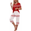 image:imagePrinStory Womens Pajama Sets Capri Pjs Soft Lounge Sets S4XLFpred Nordic Snowflake