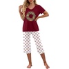 image:imagePrinStory Womens Pajama Sets Capri Pjs Soft Lounge Sets S4XLFpwine Red Bell Ring
