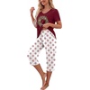 image:imagePrinStory Womens Pajama Sets Capri Pjs Soft Lounge Sets S4XLFpwine Red Bell Ring