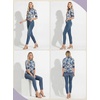 image:imagePrinStory Womens Tops Mock Neck Short Sleeve T Shirts Dressy Casual Ribbed Knit Slim Fit Summer Business Going Out Tops 2026B01 White Blue Flower Branch