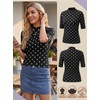image:imagePrinStory Womens Tops Mock Neck Short Sleeve T Shirts Dressy Casual Ribbed Knit Slim Fit Summer Business Going Out Tops 2026B02 Black White Polka Dot