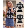 image:imagePrinStory Womens Tops Mock Neck Short Sleeve T Shirts Dressy Casual Ribbed Knit Slim Fit Summer Business Going Out Tops 2026B09 Black Baroque