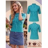 image:imagePrinStory Womens Tops Mock Neck Short Sleeve T Shirts Dressy Casual Ribbed Knit Slim Fit Summer Business Going Out Tops 2026B15 Gradient Green Vine