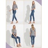 image:imagePrinStory Womens Tops Mock Neck Short Sleeve T Shirts Dressy Casual Ribbed Knit Slim Fit Summer Business Going Out Tops 2026B17 Gray Green Peony