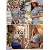 image:imagePrinStory Womens Tops Mock Neck Short Sleeve T Shirts Dressy Casual Ribbed Knit Slim Fit Summer Business Going Out Tops 2026B17 Gray Green Peony