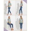image:imagePrinStory Womens Tops Mock Neck Short Sleeve T Shirts Dressy Casual Ribbed Knit Slim Fit Summer Business Going Out Tops 2026B18 Green Rose Ethnic